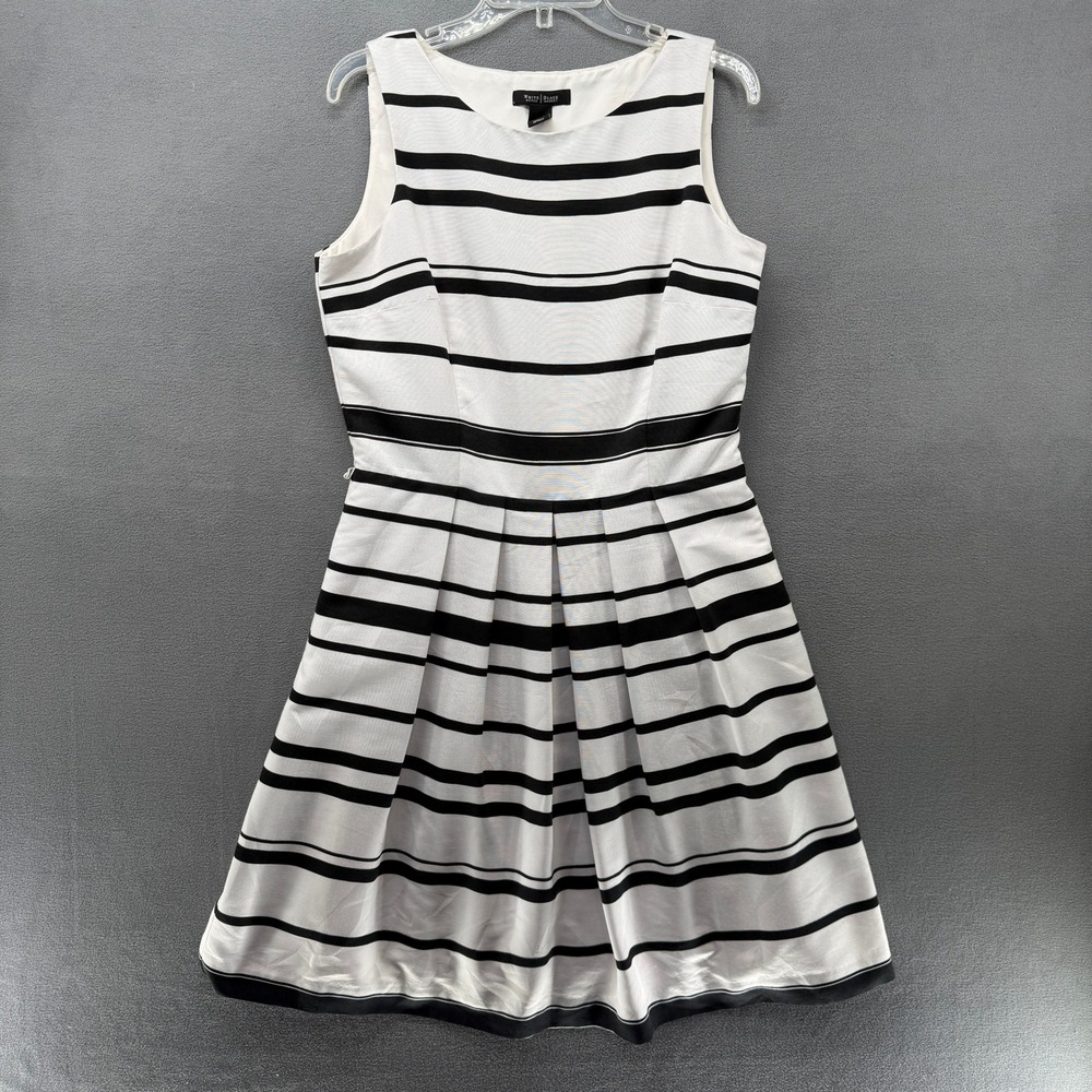 White House Black Market Striped Sleeveless Fit Flare Dress Size 12